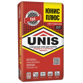 Клей для плитки Юнис (Unis) Плюс усиленный C1T для среднего и крупного формата 25 кг