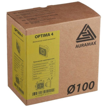 Вытяжной вентилятор Auramax (Аурамакс) Optima осевой 150х150 мм d100 мм Белый