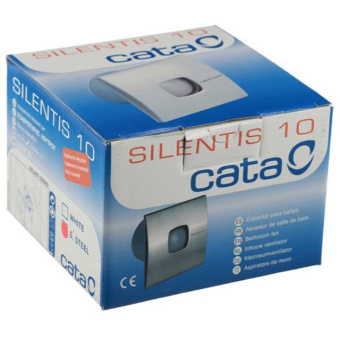 Вытяжной вентилятор Cata (Ката) Silentis 10 Inox осевой с таймером 140х140 мм d100 мм Серебро