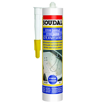 Герметик силикон Soudal (Соудал) санитарный белый 300 мл