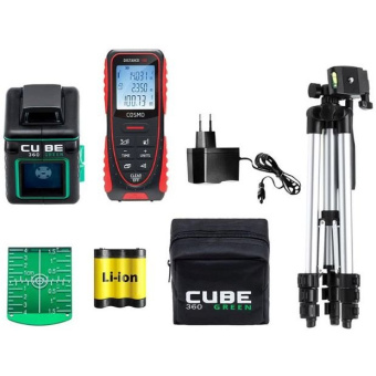 Лазерный уровень ADA Instruments (Ада Инструмент) Cube 360 Green Professional Edition со штативом и дальномером (А00680)